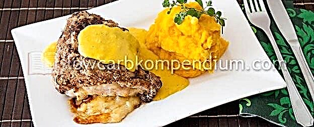 I-Bleu Cordon ku-pecan crust ngethanga ne-cauliflower puree